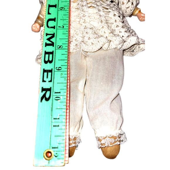 Early 1900s Antique 12” Minerva Tin Head Doll w/Jointed Kid Leather Body German - Picture 12 of 13